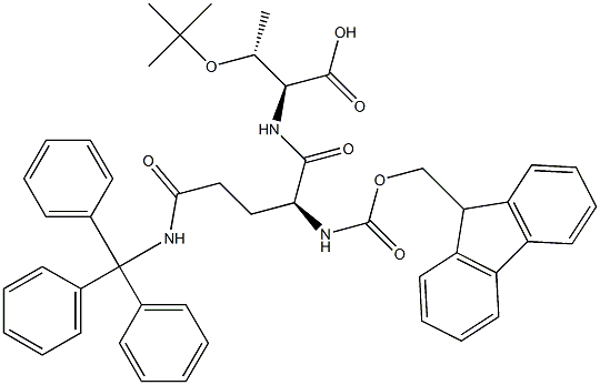 (2S,3R)-3-(tert-butoxy)-2-[(2S)-2-({[(9H-fluoren-9-yl)methoxy]carbonyl}amino)-4-[(triphenylmethyl)carbamoyl]butanamido]butanoic acid 结构式