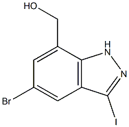 (5-Bromo-3-iodo-1H-indazol-7-yl)-methanol,,结构式