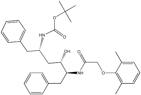 (2S,3S,5S)-2-(2,6-Dimethylphenoxyacetyl)amino-3-hydroxy-5-(tert-butyloxycarbonylamino)-1,6-diphenylhexane Structure