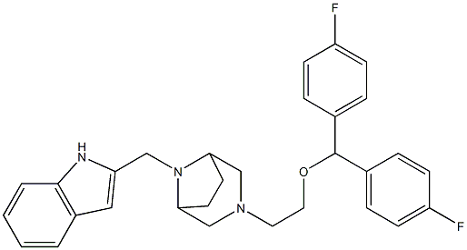 3-(2-(bis(4-fluorophenyl)methoxy)ethyl)-8-(1H-indol-2-ylmethyl)-3,8-diazabicyclo(3.2.1)octane