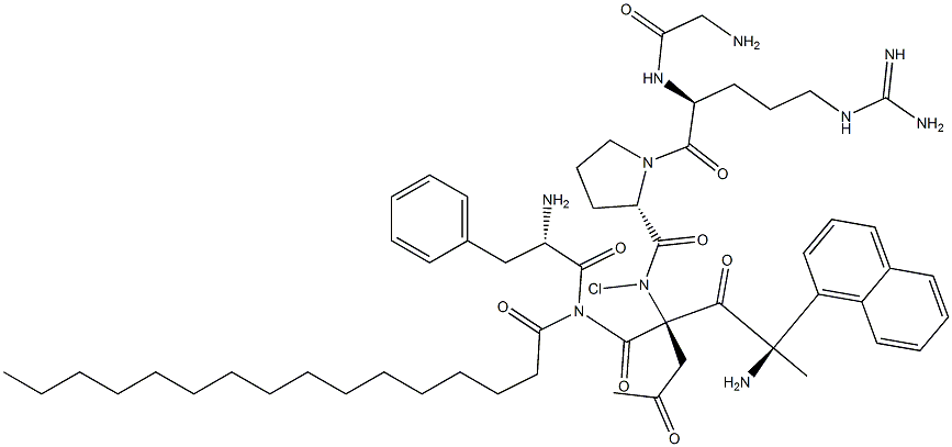 acetyl-2-naphthylalanyl-chlorophenylalanyl-1-oxohexadecyl-glycyl-arginyl-prolyl-alaninamide Struktur