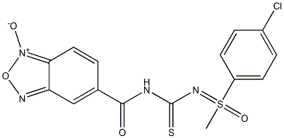 5-{[({[1-(4-chlorophenyl)-1-methyl-1-oxo-lambda~6~-sulfanylidene]amino}carbothioyl)amino]carbonyl}-2,1,3-benzoxadiazol-1-ium-1-olate Structure