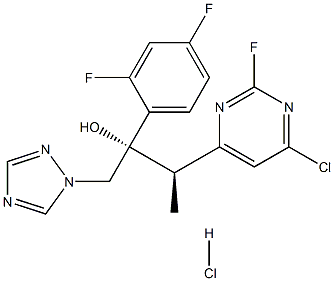 (2R,3S/2S,3R)-3-(4-CHLORO-FLUOROPYRIMIDINE-6-YL)-2-(2,4-DIFLUOROPHENYL)-1-(1H-1,2,4-TRIAZOLE-1-YL)BUTYL-2-ALCOHOL HYDROCHLORIDE Struktur