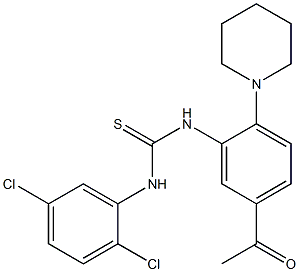 N-(5-acetyl-2-piperidinophenyl)-N'-(2,5-dichlorophenyl)thiourea 化学構造式