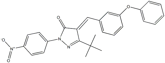 5-(tert-butyl)-2-(4-nitrophenyl)-4-[(E)-(3-phenoxyphenyl)methylidene]-2,4-dihydro-3H-pyrazol-3-one 化学構造式