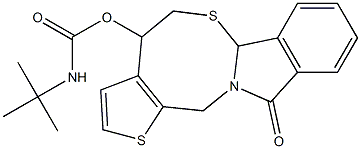 11-oxo-4,6a,11,13-tetrahydro-5H-thieno[2',3':5,6][1,3]thiazocino[2,3-a]isoindol-4-yl N-(tert-butyl)carbamate 化学構造式