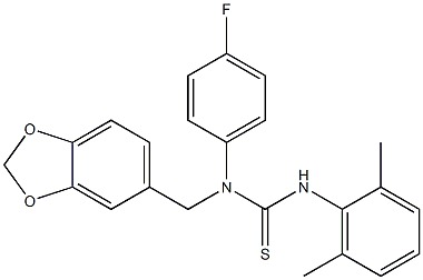 N-(1,3-benzodioxol-5-ylmethyl)-N'-(2,6-dimethylphenyl)-N-(4-fluorophenyl)thiourea Struktur