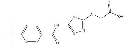 2-[(5-{[4-(tert-butyl)benzoyl]amino}-1,3,4-thiadiazol-2-yl)sulfanyl]acetic acid Structure