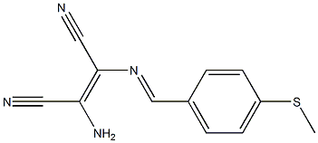 (Z)-2-amino-3-({(E)-[4-(methylsulfanyl)phenyl]methylidene}amino)-2-butenedinitrile Structure