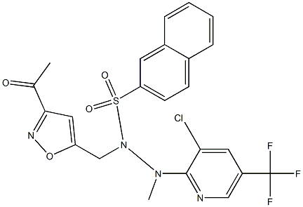 N-[(3-acetyl-5-isoxazolyl)methyl]-N'-[3-chloro-5-(trifluoromethyl)-2-pyridinyl]-N'-methyl-2-naphthalenesulfonohydrazide Struktur