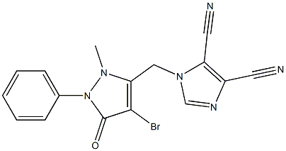1-[(4-bromo-2-methyl-5-oxo-1-phenyl-2,5-dihydro-1H-pyrazol-3-yl)methyl]-1H-imidazole-4,5-dicarbonitrile Structure