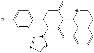 5-(4-chlorophenyl)-2-(1,2,3,4-tetrahydro-1-isoquinolinyl)-4-(1H-1,2,4-triazol-1-yl)-1,3-cyclohexanedione,,结构式