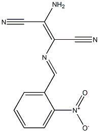 (E)-2-amino-3-{[(E)-(2-nitrophenyl)methylidene]amino}-2-butenedinitrile Struktur