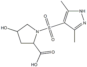 1-[(3,5-dimethyl-1H-pyrazole-4-)sulfonyl]-4-hydroxypyrrolidine-2-carboxylic acid Structure