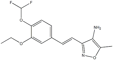 3-{(E)-2-[4-(difluoromethoxy)-3-ethoxyphenyl]vinyl}-5-methylisoxazol-4-amine Struktur