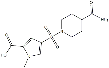 4-[(4-carbamoylpiperidine-1-)sulfonyl]-1-methyl-1H-pyrrole-2-carboxylic acid Structure
