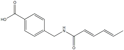 4-{[(2E,4E)-hexa-2,4-dienoylamino]methyl}benzoic acid Struktur