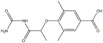 4-{[1-(carbamoylamino)-1-oxopropan-2-yl]oxy}-3,5-dimethylbenzoic acid Struktur
