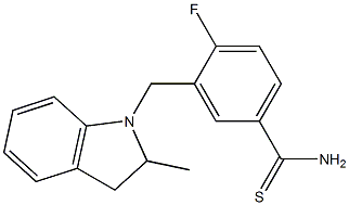 4-fluoro-3-[(2-methyl-2,3-dihydro-1H-indol-1-yl)methyl]benzene-1-carbothioamide Structure