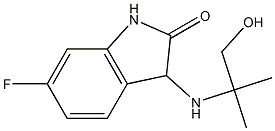 6-fluoro-3-[(1-hydroxy-2-methylpropan-2-yl)amino]-2,3-dihydro-1H-indol-2-one Struktur