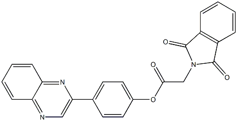 4-(2-quinoxalinyl)phenyl (1,3-dioxo-1,3-dihydro-2H-isoindol-2-yl)acetate 化学構造式