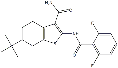 6-tert-butyl-2-[(2,6-difluorobenzoyl)amino]-4,5,6,7-tetrahydro-1-benzothiophene-3-carboxamide 化学構造式