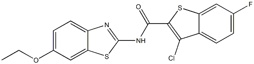 3-chloro-N-(6-ethoxy-1,3-benzothiazol-2-yl)-6-fluoro-1-benzothiophene-2-carboxamide Struktur