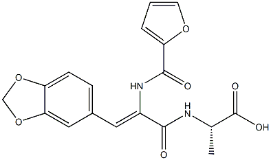 N-[3-(1,3-benzodioxol-5-yl)-2-(2-furoylamino)acryloyl]alanine Struktur