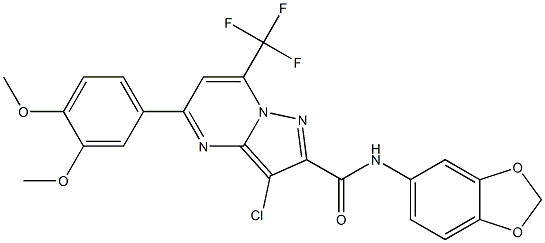 N-(1,3-benzodioxol-5-yl)-3-chloro-5-(3,4-dimethoxyphenyl)-7-(trifluoromethyl)pyrazolo[1,5-a]pyrimidine-2-carboxamide Struktur