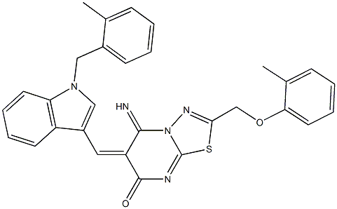 5-imino-6-{[1-(2-methylbenzyl)-1H-indol-3-yl]methylene}-2-[(2-methylphenoxy)methyl]-5,6-dihydro-7H-[1,3,4]thiadiazolo[3,2-a]pyrimidin-7-one Structure