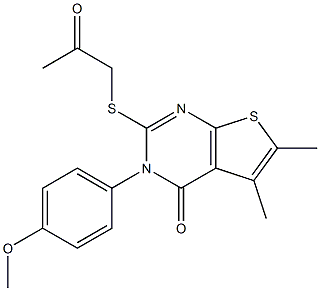 3-(4-methoxyphenyl)-5,6-dimethyl-2-[(2-oxopropyl)sulfanyl]thieno[2,3-d]pyrimidin-4(3H)-one Structure