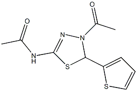 N-[4-acetyl-5-(2-thienyl)-4,5-dihydro-1,3,4-thiadiazol-2-yl]acetamide Struktur