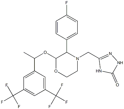 5-[2(S)-[1(RS)-[3,5-Bis(trifluoromethyl)-phenyl]ethoxy]-3(S)-(4-fluorophenyl)-morpholin-4-yl-methyl]-3,4-dihydro-2H-1,2,4-triazol-3-one. 结构式