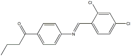 1-(4-{[(E)-(2,4-dichlorophenyl)methylidene]amino}phenyl)-1-butanone Struktur