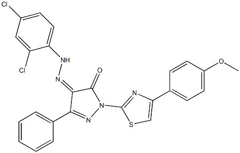 1-[4-(4-methoxyphenyl)-1,3-thiazol-2-yl]-3-phenyl-1H-pyrazole-4,5-dione 4-[N-(2,4-dichlorophenyl)hydrazone]