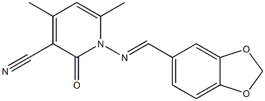 1-{[(E)-1,3-benzodioxol-5-ylmethylidene]amino}-4,6-dimethyl-2-oxo-1,2-dihydro-3-pyridinecarbonitrile Structure