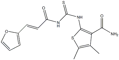 2-[({[(E)-3-(2-furyl)-2-propenoyl]amino}carbothioyl)amino]-4,5-dimethyl-3-thiophenecarboxamide 结构式