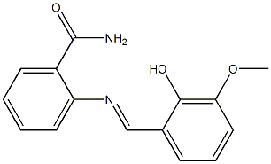 2-{[(E)-(2-hydroxy-3-methoxyphenyl)methylidene]amino}benzamide 化学構造式