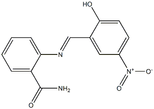 2-{[(E)-(2-hydroxy-5-nitrophenyl)methylidene]amino}benzamide 化学構造式