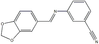 3-{[(E)-1,3-benzodioxol-5-ylmethylidene]amino}benzonitrile Struktur