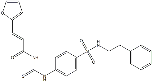 4-[({[(E)-3-(2-furyl)-2-propenoyl]amino}carbothioyl)amino]-N-phenethylbenzenesulfonamide 结构式