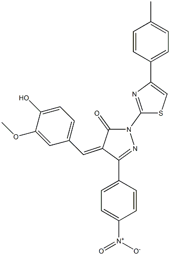 4-[(Z)-(4-hydroxy-3-methoxyphenyl)methylidene]-1-[4-(4-methylphenyl)-1,3-thiazol-2-yl]-3-(4-nitrophenyl)-1H-pyrazol-5-one