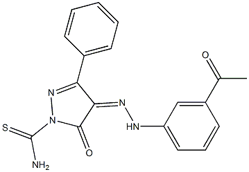 4-[(Z)-2-(3-acetylphenyl)hydrazono]-5-oxo-3-phenyl-1H-pyrazole-1(5H)-carbothioamide Struktur