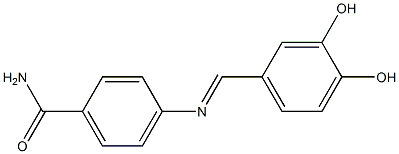 4-{[(E)-(3,4-dihydroxyphenyl)methylidene]amino}benzamide Struktur