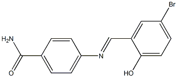 4-{[(E)-(5-bromo-2-hydroxyphenyl)methylidene]amino}benzamide Struktur