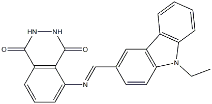 5-{[(E)-(9-ethyl-9H-carbazol-3-yl)methylidene]amino}-2,3-dihydro-1,4-phthalazinedione Struktur