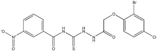 N-({2-[2-(2-bromo-4-chlorophenoxy)acetyl]hydrazino}carbothioyl)-3-nitrobenzamide,,结构式
