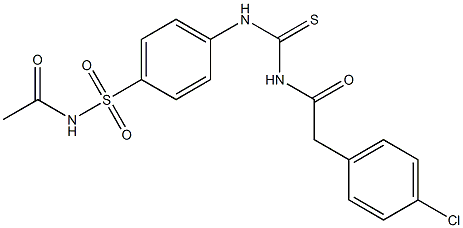 N-acetyl-4-[({[2-(4-chlorophenyl)acetyl]amino}carbothioyl)amino]benzenesulfonamide Struktur