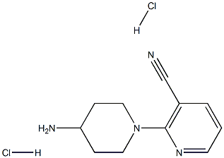 2-(4-aminopiperidin-1-yl)nicotinonitrile dihydrochloride 化学構造式