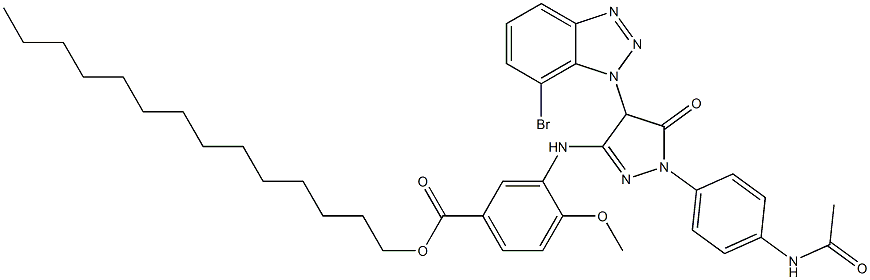 3-[[1-[4-(アセチルアミノ)フェニル]-4-(7-ブロモ-1H-ベンゾトリアゾール-1-イル)-5-オキソ-2-ピラゾリン-3-イル]アミノ]-4-メトキシ安息香酸テトラデシル 化学構造式